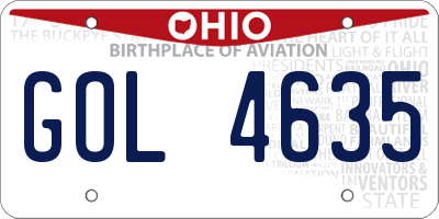 OH license plate GOL4635
