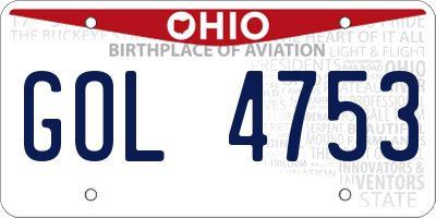 OH license plate GOL4753