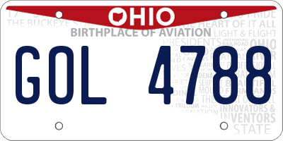 OH license plate GOL4788