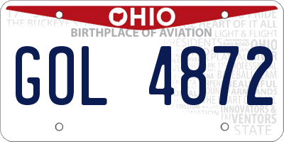 OH license plate GOL4872
