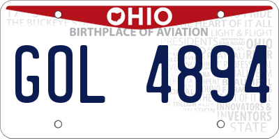 OH license plate GOL4894