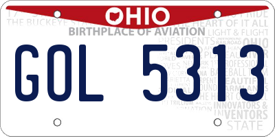 OH license plate GOL5313