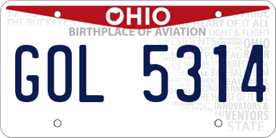 OH license plate GOL5314