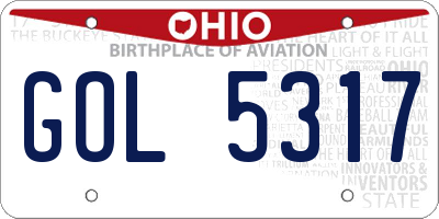 OH license plate GOL5317