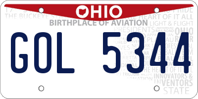 OH license plate GOL5344