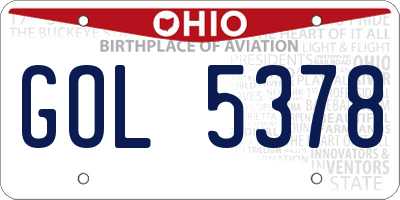 OH license plate GOL5378