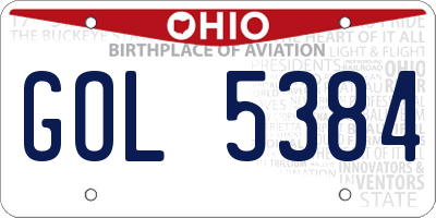 OH license plate GOL5384