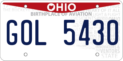 OH license plate GOL5430