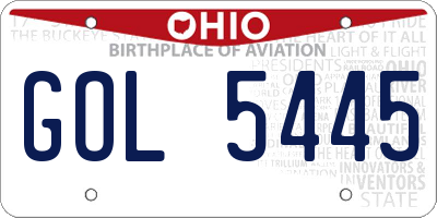 OH license plate GOL5445