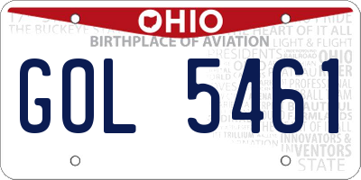 OH license plate GOL5461