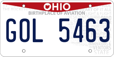 OH license plate GOL5463