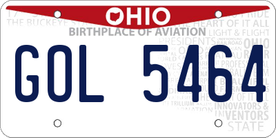 OH license plate GOL5464