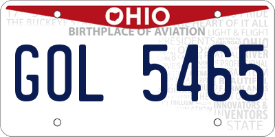 OH license plate GOL5465