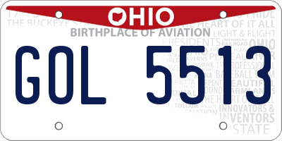 OH license plate GOL5513