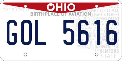 OH license plate GOL5616