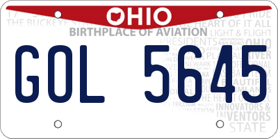 OH license plate GOL5645