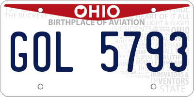 OH license plate GOL5793