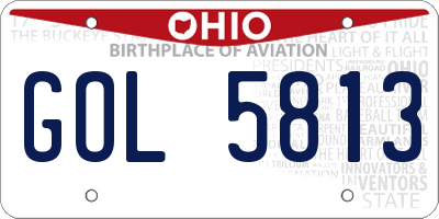 OH license plate GOL5813