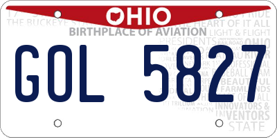 OH license plate GOL5827