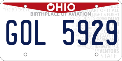 OH license plate GOL5929