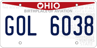 OH license plate GOL6038