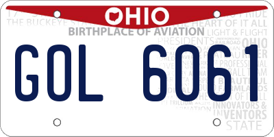 OH license plate GOL6061