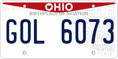 OH license plate GOL6073