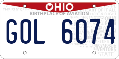 OH license plate GOL6074