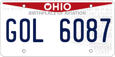 OH license plate GOL6087