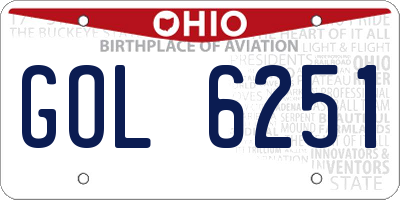 OH license plate GOL6251