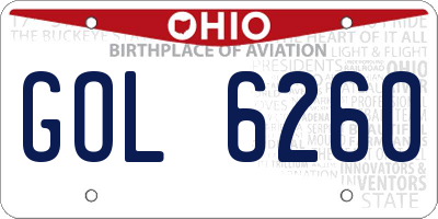 OH license plate GOL6260
