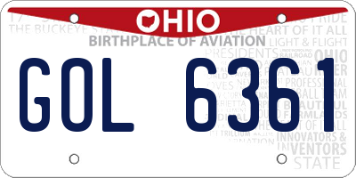 OH license plate GOL6361