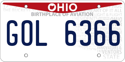OH license plate GOL6366