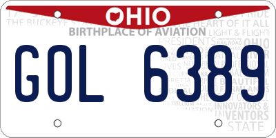 OH license plate GOL6389