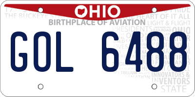 OH license plate GOL6488