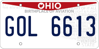 OH license plate GOL6613