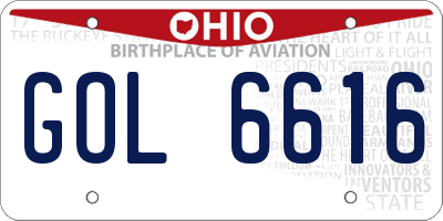 OH license plate GOL6616