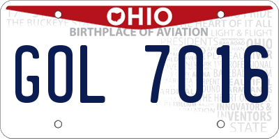 OH license plate GOL7016
