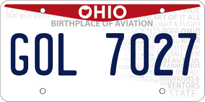 OH license plate GOL7027