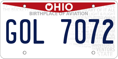 OH license plate GOL7072