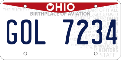 OH license plate GOL7234