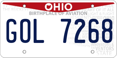 OH license plate GOL7268