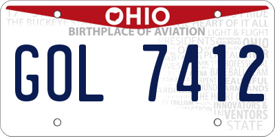 OH license plate GOL7412