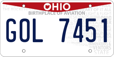 OH license plate GOL7451