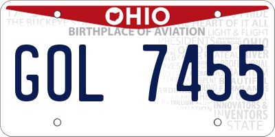 OH license plate GOL7455