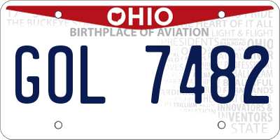 OH license plate GOL7482