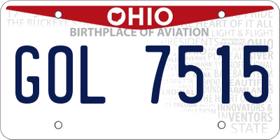 OH license plate GOL7515