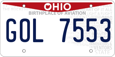 OH license plate GOL7553