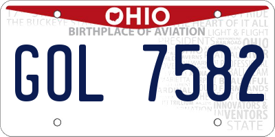 OH license plate GOL7582