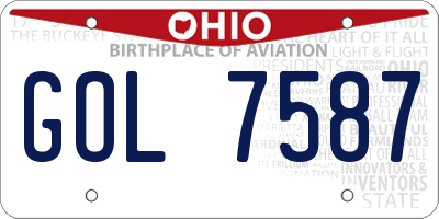 OH license plate GOL7587